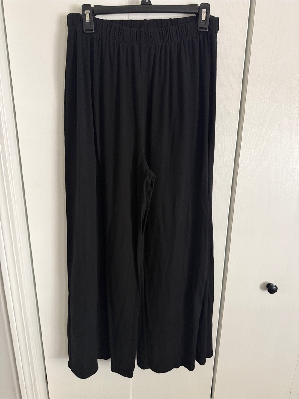 Black Wide-Leg Elastic-Waist Pants Sz XL